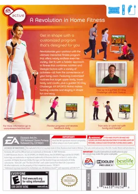 EA Sports Active- Personal Trainer box cover back